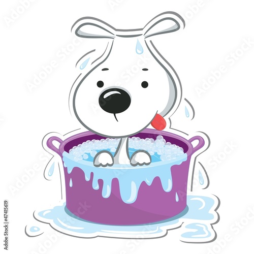 Funny puppy. Isolated on white. Sticker. Vector illustration