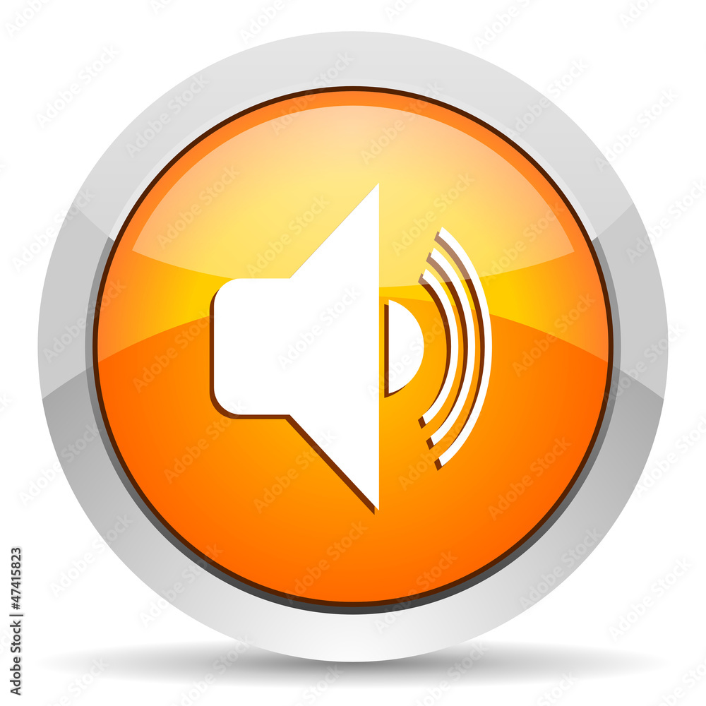 volume orange glossy icon on white background volume orange glossy icon on white background