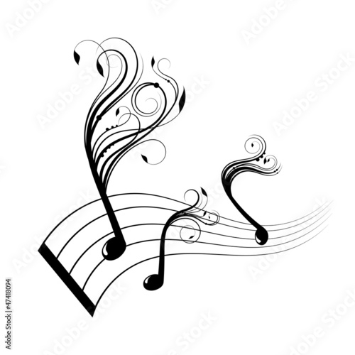 Musical notes staff background with design