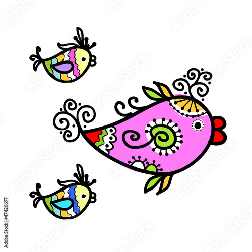 Sketch of funny fishes for your design