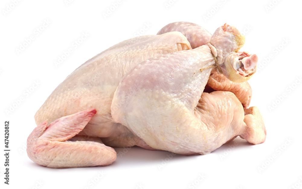 Fresh raw chicken isolated on white Fresh raw chicken isolated on white