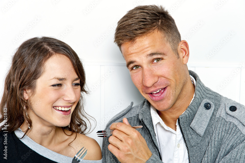 Couple on date in restaurant man and woman Couple on date in restaurant man and woman