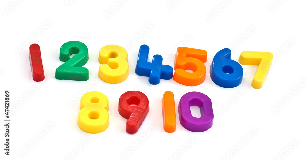 Naklejka premium Bright plastik numbers isolated on white