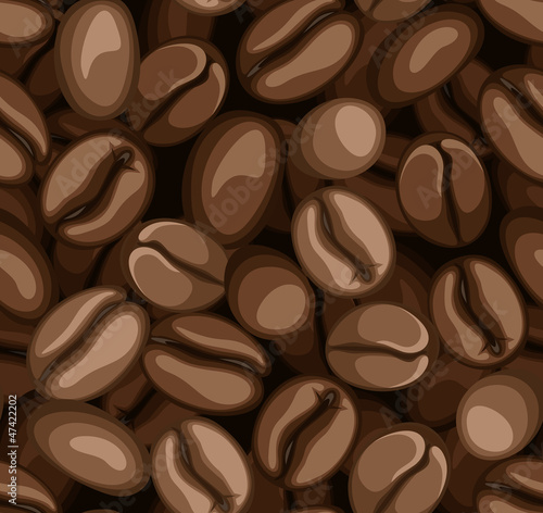 Coffee beans seamless background. Vector illustration.