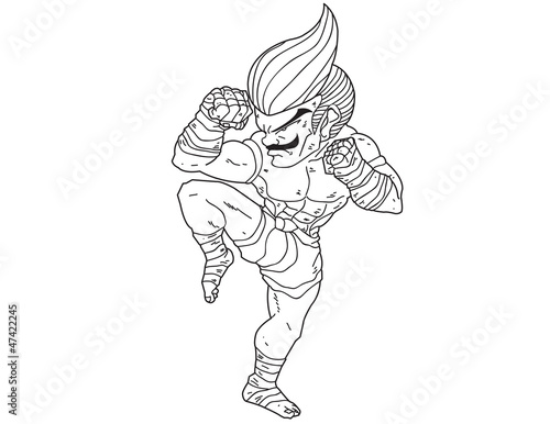 Muay Thai Boran : character cartoon 6 (A guarded stance)
