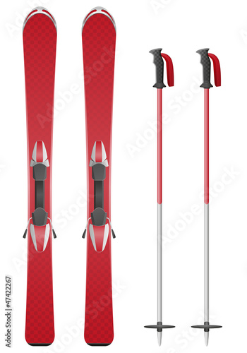 ski and sticks vector illustration