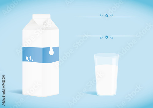 Pack of milk with glass