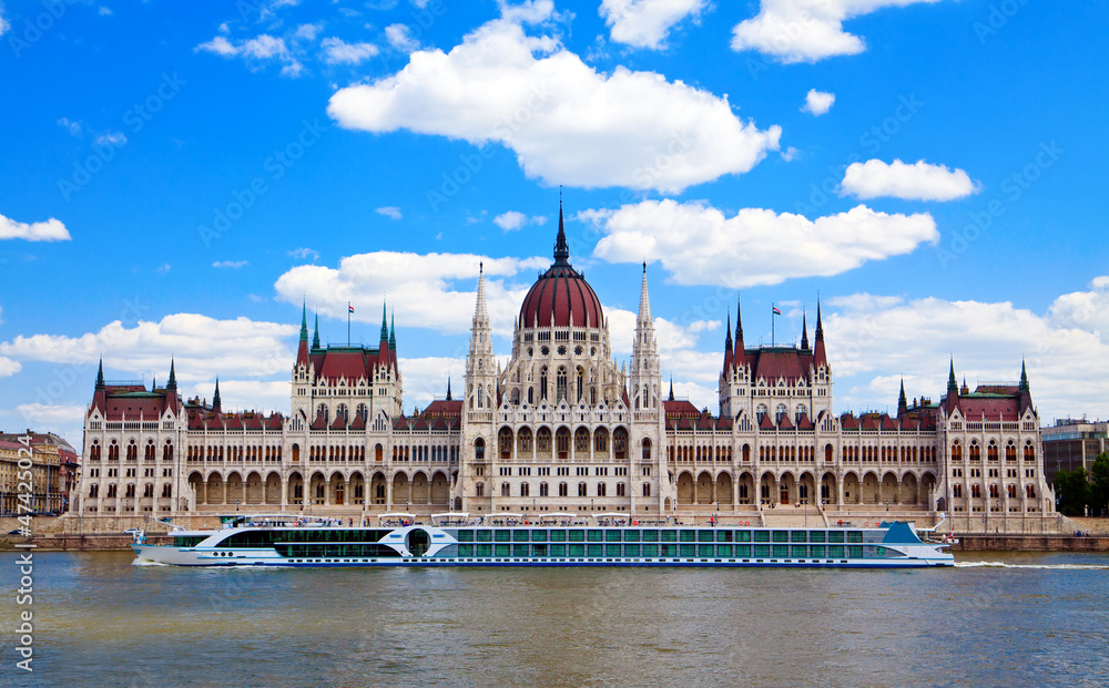 Sailing Ship In Front Of The Parliament, Budapest
