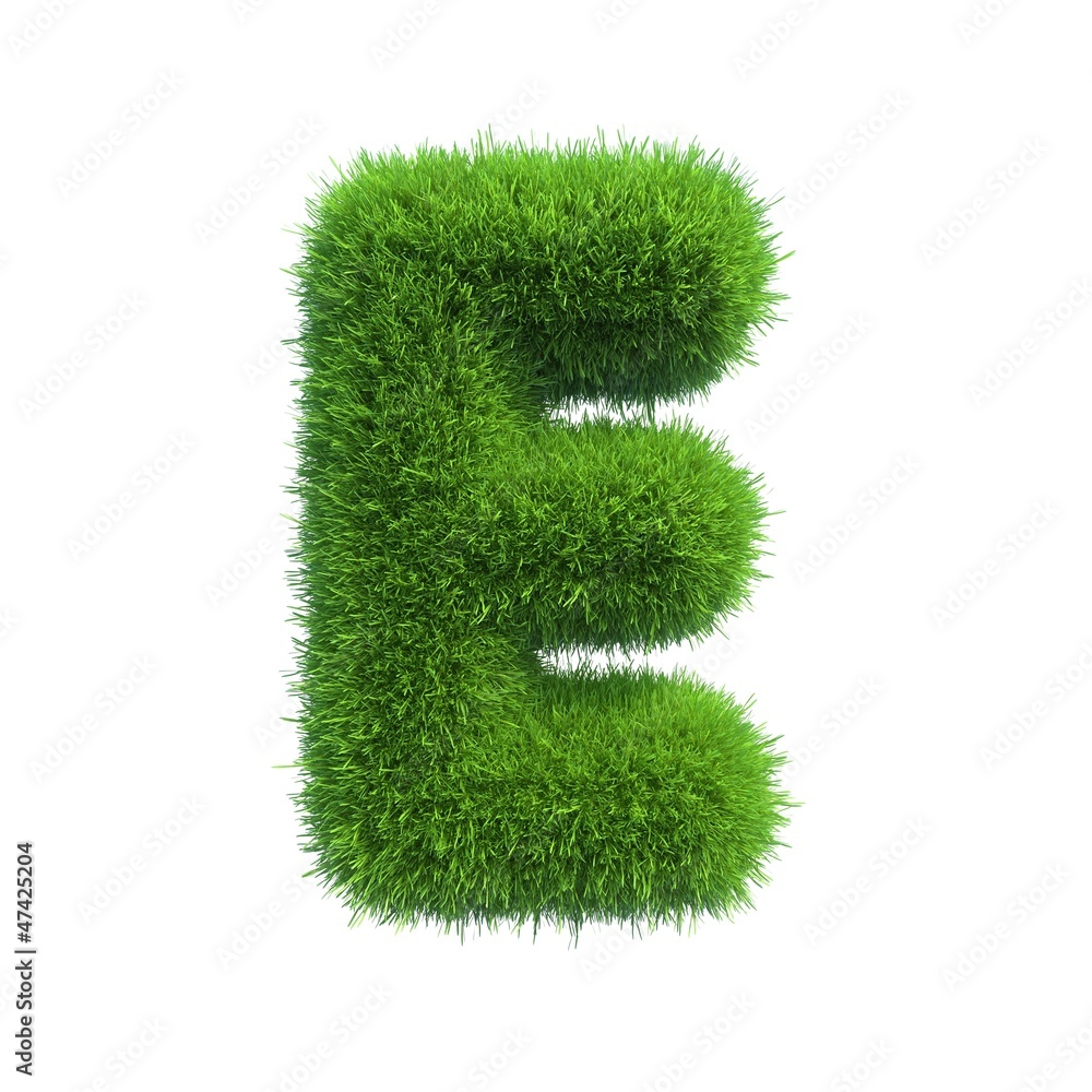 grass letter E isolated on white background grass letter E isolated on white background