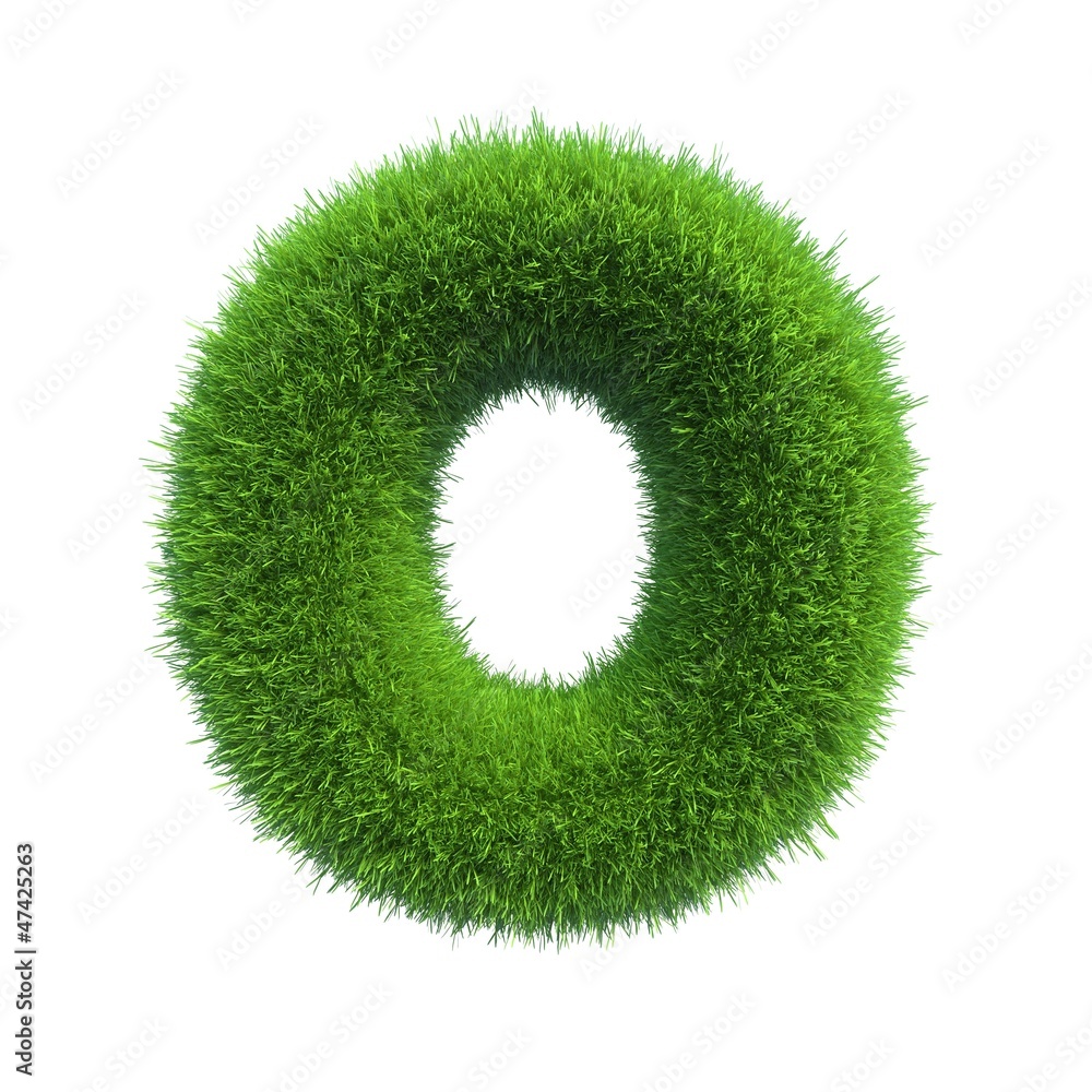 grass letter O isolated on white background grass letter O isolated on white background
