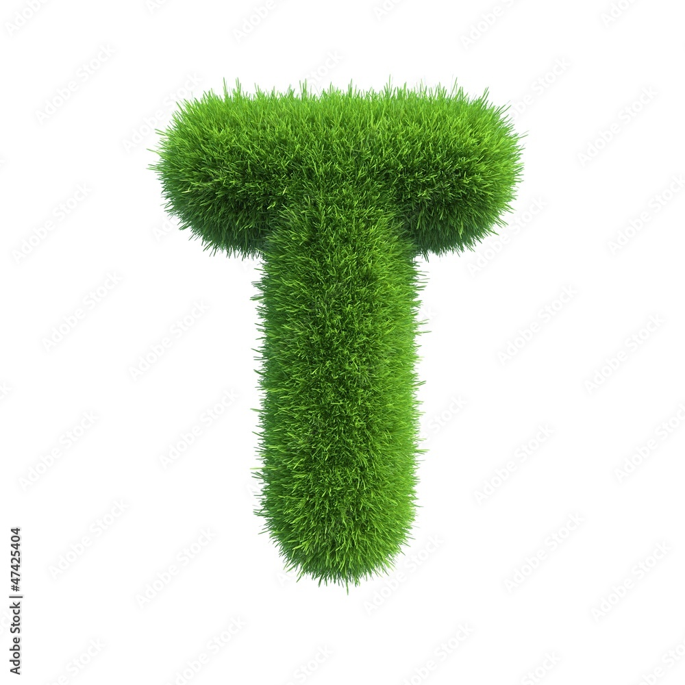 grass letter T isolated on white background grass letter T isolated on white background