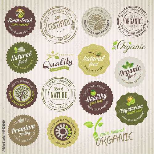 Organic food labels and elements photo