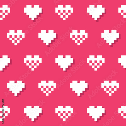 Heart pink seamless background, pattern - Valentines Day