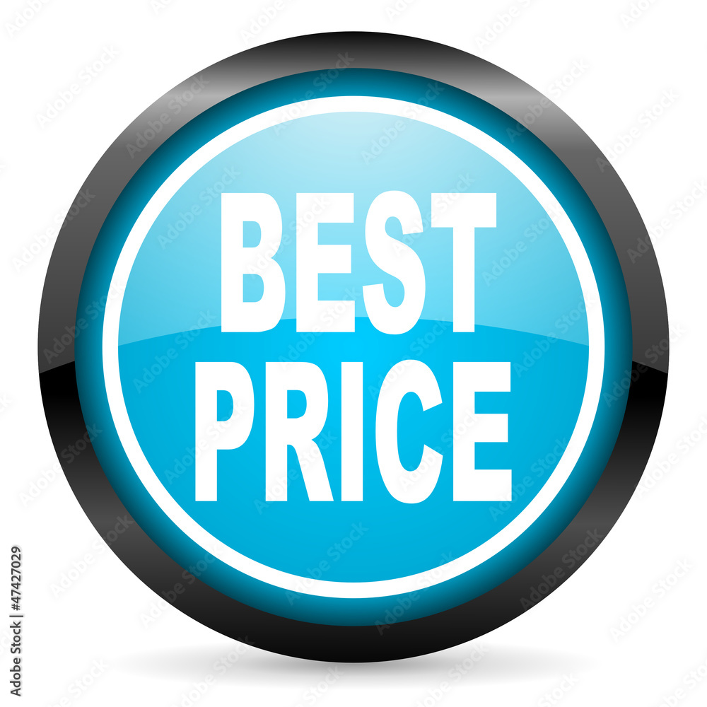 best price blue glossy circle icon on white background best price blue glossy circle icon on white background