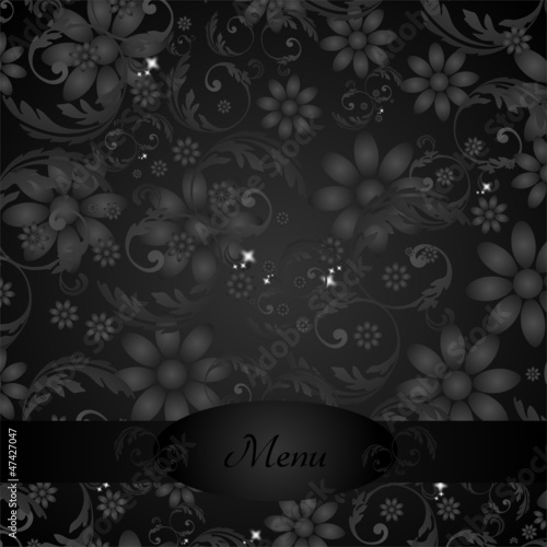 Elegant Floral Decoration for Menu - black