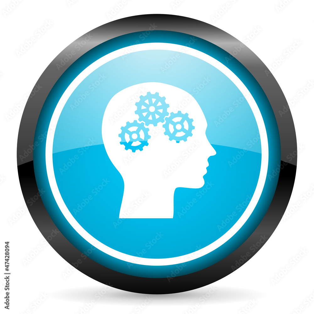 head blue glossy circle icon on white background head blue glossy circle icon on white background