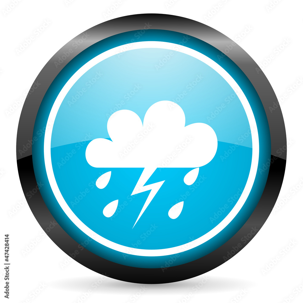 storm blue glossy circle icon on white background storm blue glossy circle icon on white background