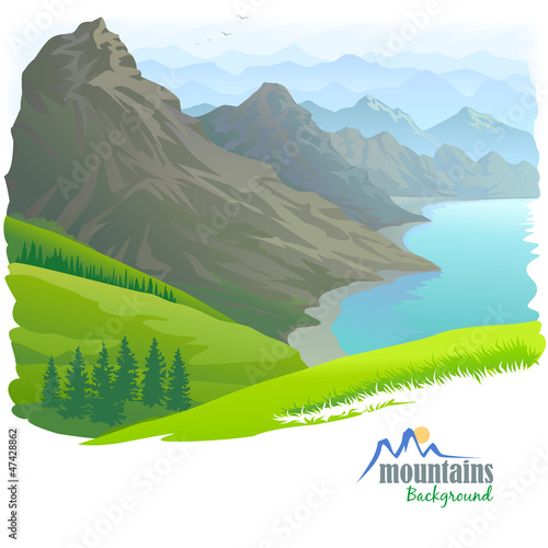Mountain Range , River and Green Valley