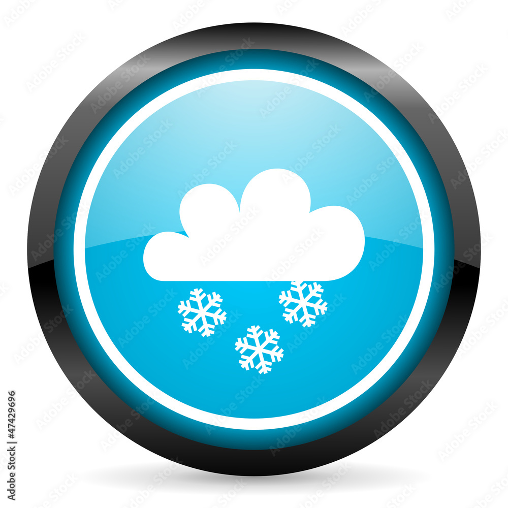 snow blue glossy circle icon on white background snow blue glossy circle icon on white background