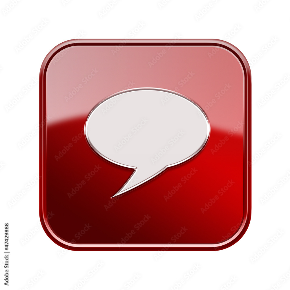 Chat icon glossy red, isolated on white background Chat icon glossy red, isolated on white background
