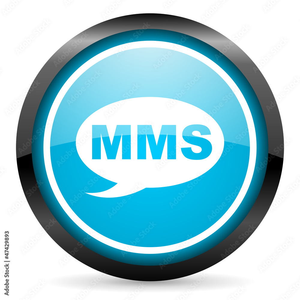 mms blue glossy circle icon on white background mms blue glossy circle icon on white background