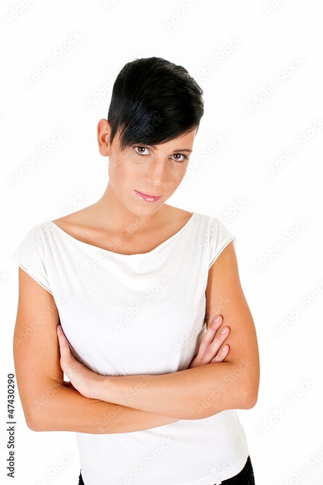 Beautiful short haired young Caucasian woman Beautiful short haired young Caucasian woman