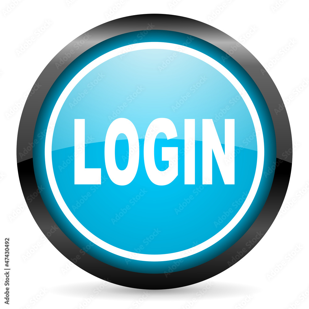 login blue glossy circle icon on white background login blue glossy circle icon on white background