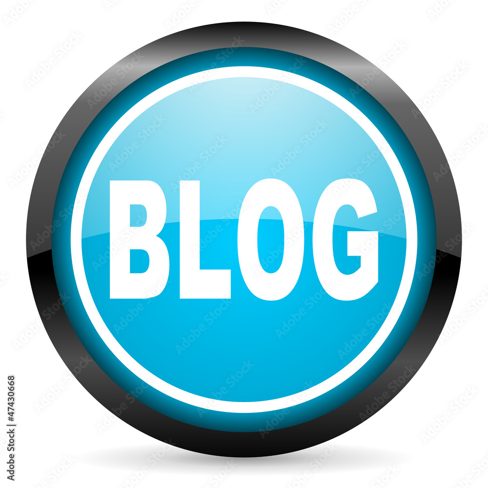 blog blue glossy circle icon on white background blog blue glossy circle icon on white background