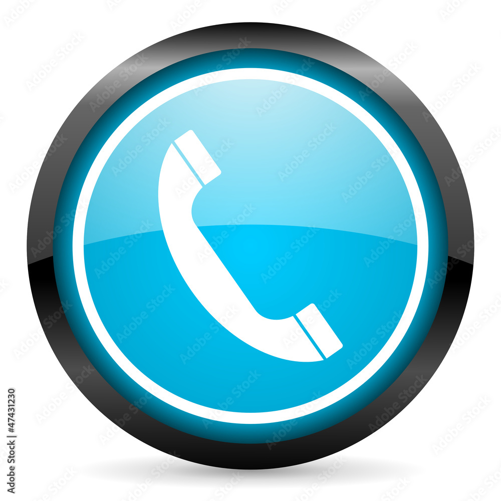 phone blue glossy circle icon on white background phone blue glossy circle icon on white background