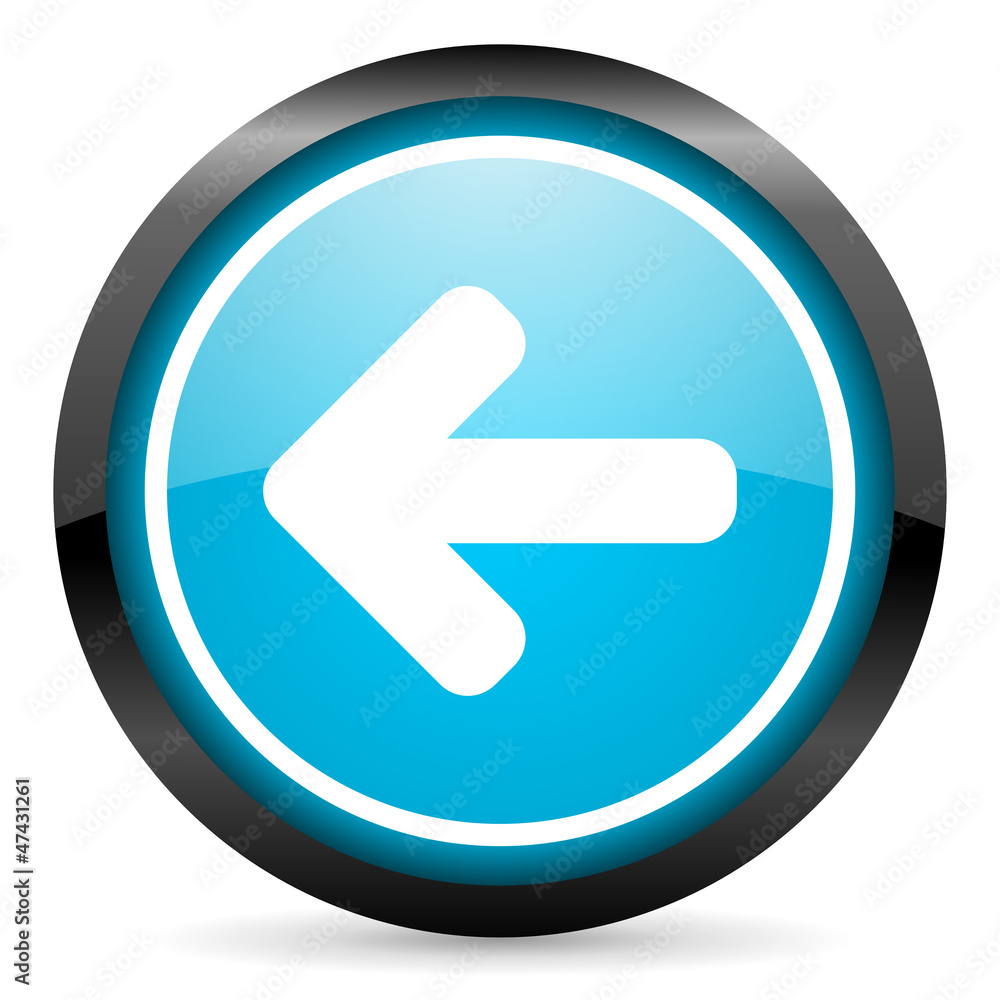 arrow left blue glossy circle icon on white background arrow left blue glossy circle icon on white background