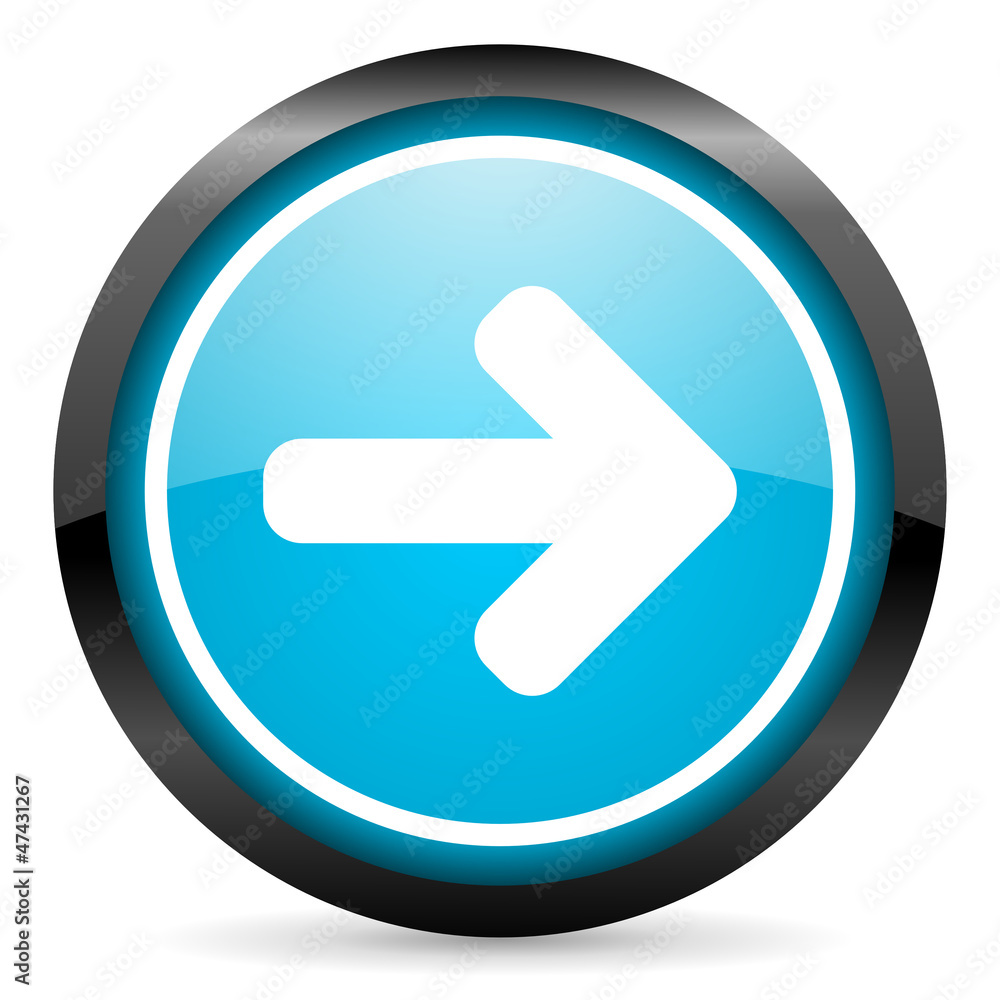 arrow right blue glossy circle icon on white background arrow right blue glossy circle icon on white background