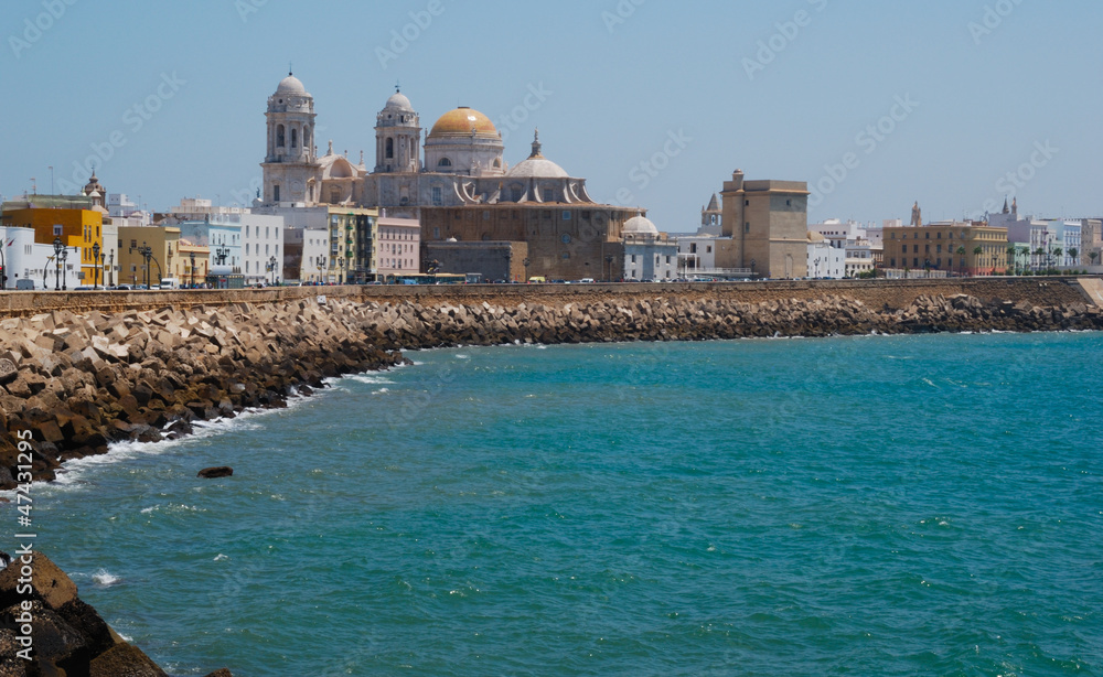 Beautiful view of the cathedral of Cadiz  Spain