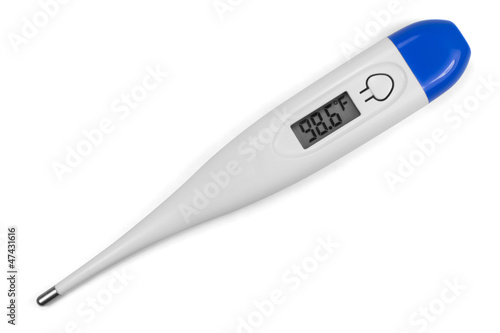 Electronic body thermometer. Healthy temperature. Fahrenheit
