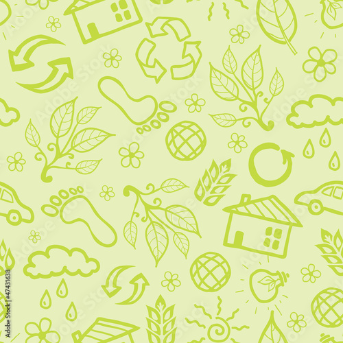 Vector ecological seamless pattern background with hand drawn