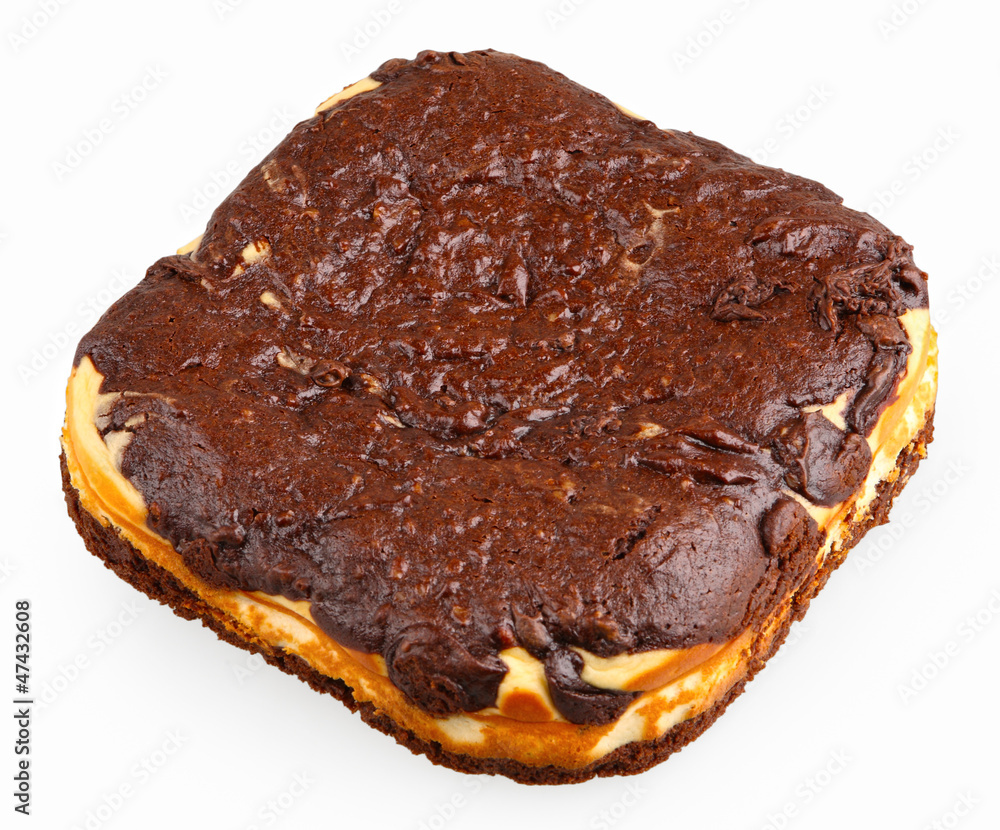 brownies with white and dark chocolate isolated on white brownies with white and dark chocolate isolated on white