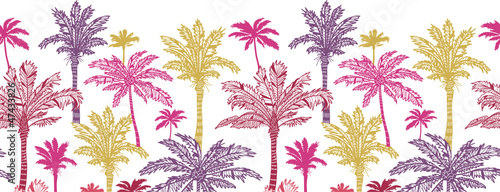 Vector palm trees horizontal seamless pattern ornament