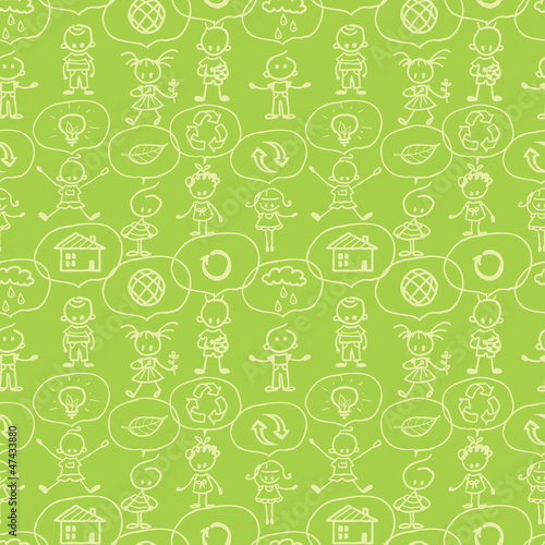 Vector ecological seamless pattern background with hand drawn