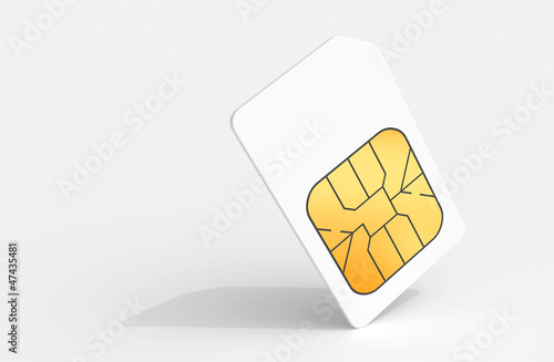 Fototapeta White Sim card above light gray background