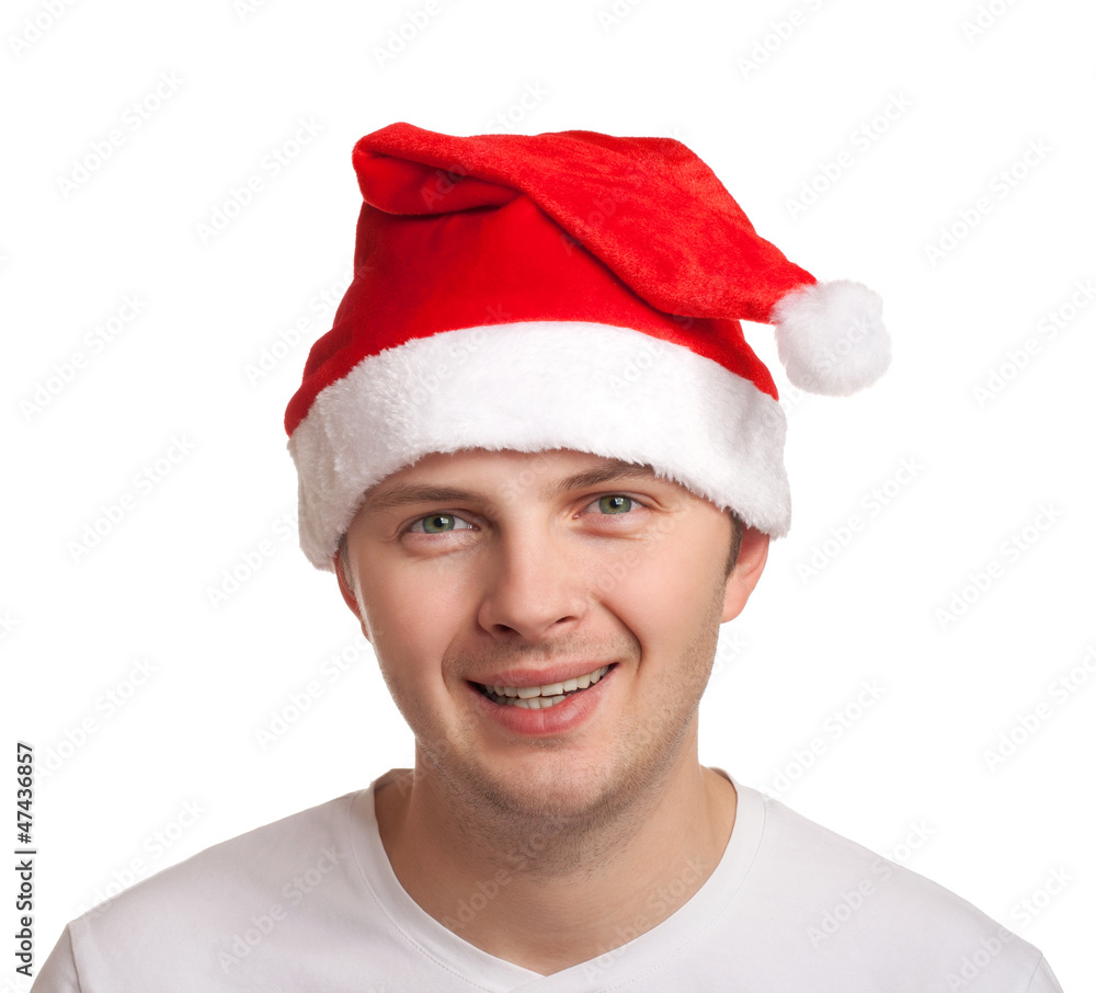 Young man in santa hat Young man in santa hat