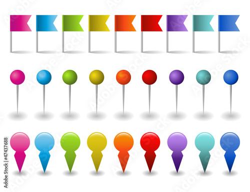 set of map poiners, pins or advertising banners