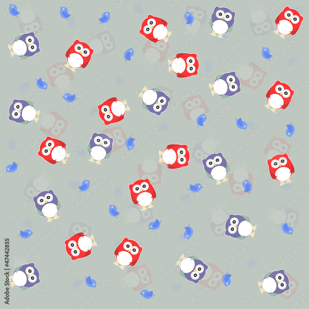 Fototapeta premium Cute seamless owl background patten for kids