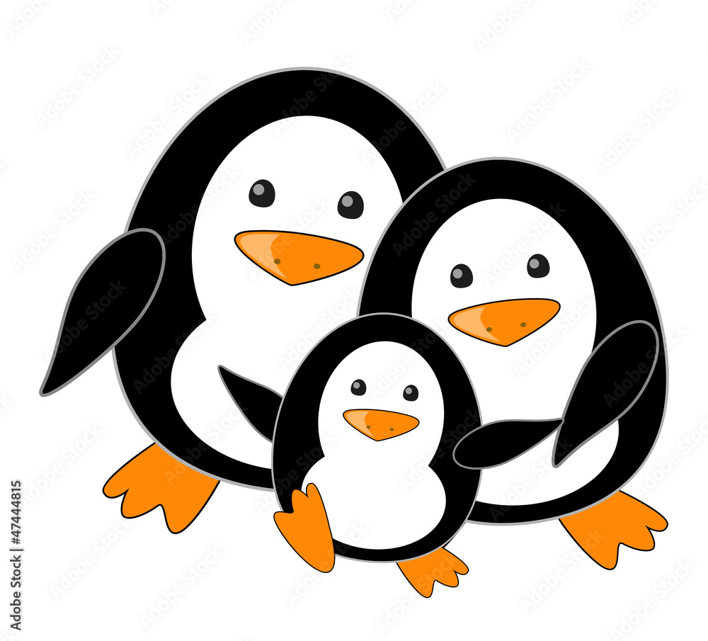 Naklejka premium Penguin family