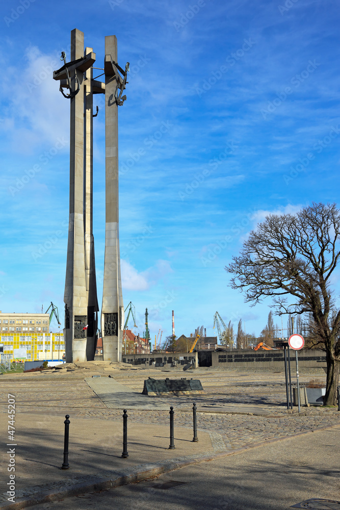 Obraz premium Memorial of the fallen shipyard workers 1970 in Gdansk, Poand