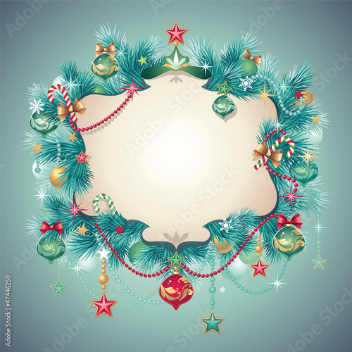 Christmas vintage decorated greeting banner cartouche