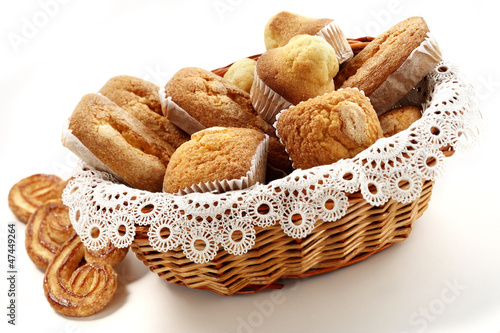 assorted cakes in basket