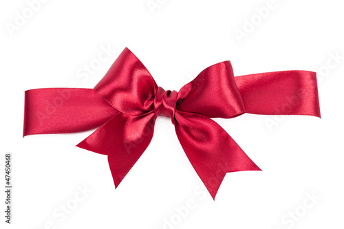 big red bow made from silk ribbon