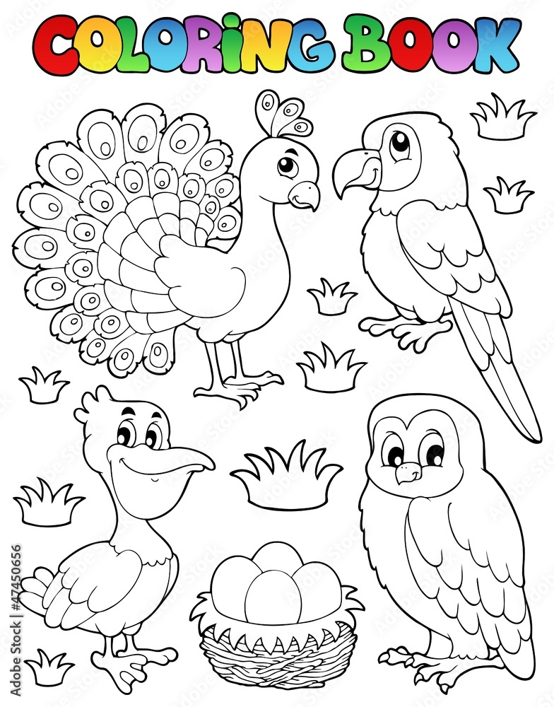 Fototapeta premium Coloring book bird image 4