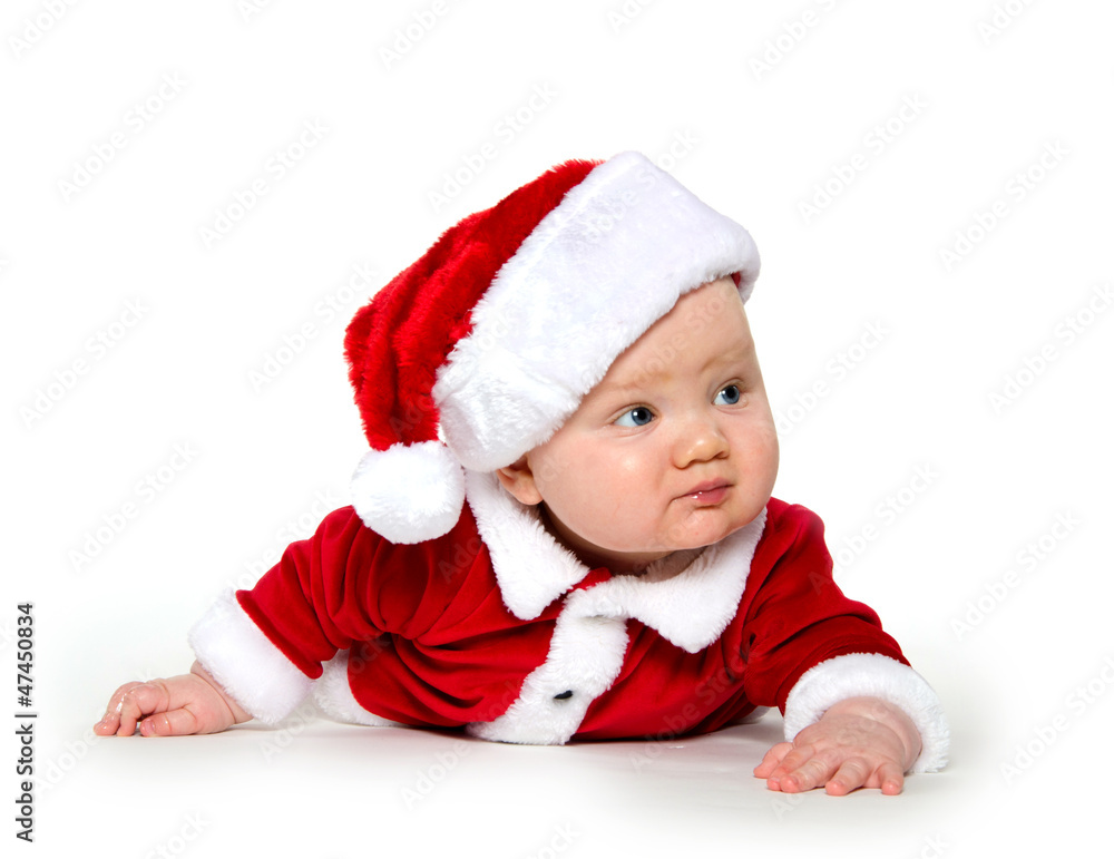 Seven-month-old baby in Santa Claus outfit Seven-month-old baby in Santa Claus outfit