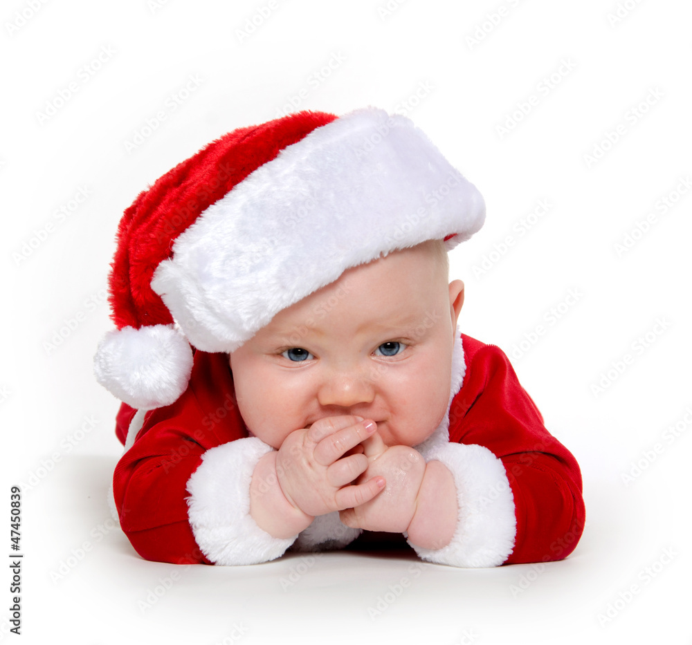 Seven-month-old baby in Santa Claus outfit Seven-month-old baby in Santa Claus outfit