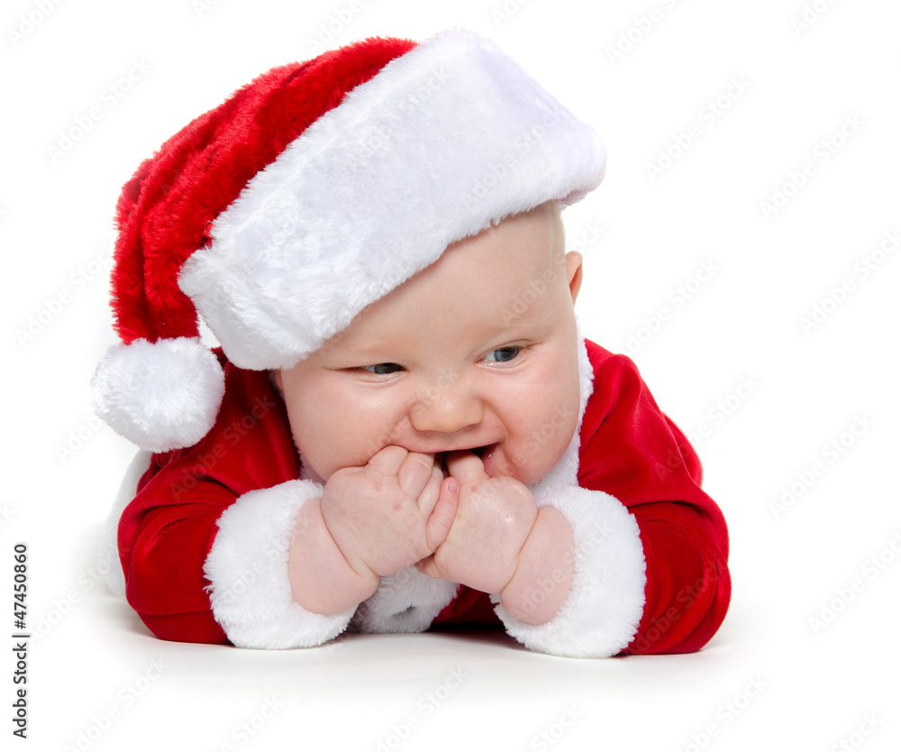 Seven-month-old baby in Santa Claus outfit Seven-month-old baby in Santa Claus outfit